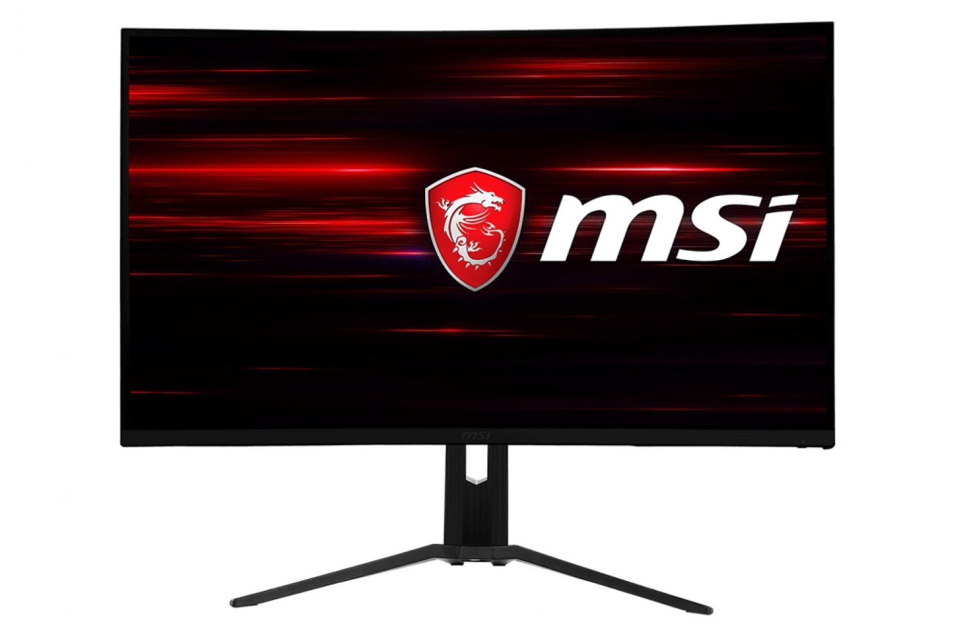 نمای جلو و لوگوی مانیتور ام اس آی 32 اینچ مدل Optix MAG322CQR
