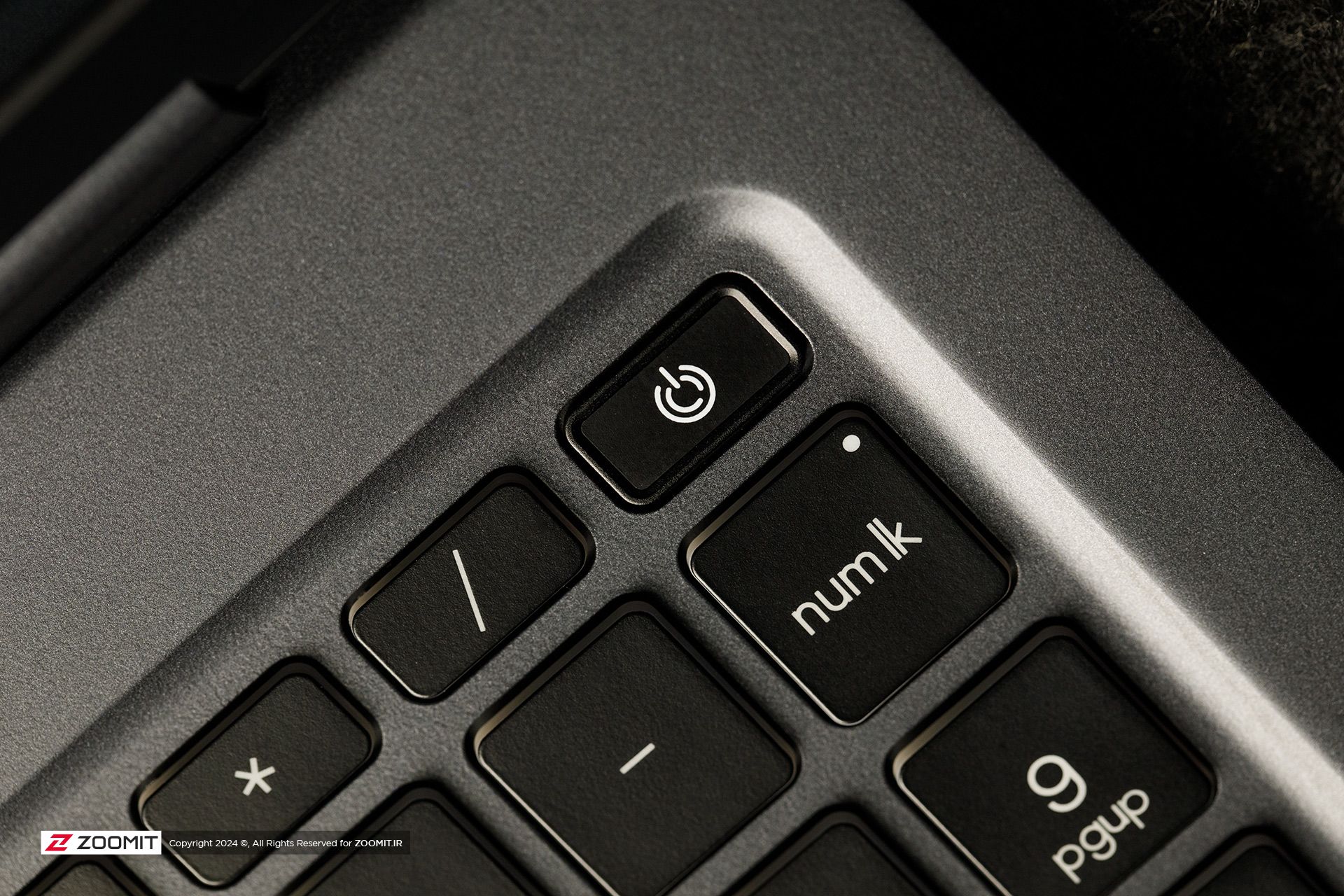 The power button of a laptop