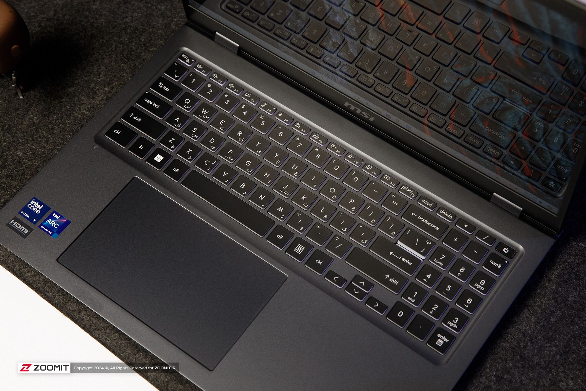 Keyboard and trackpad of a laptop