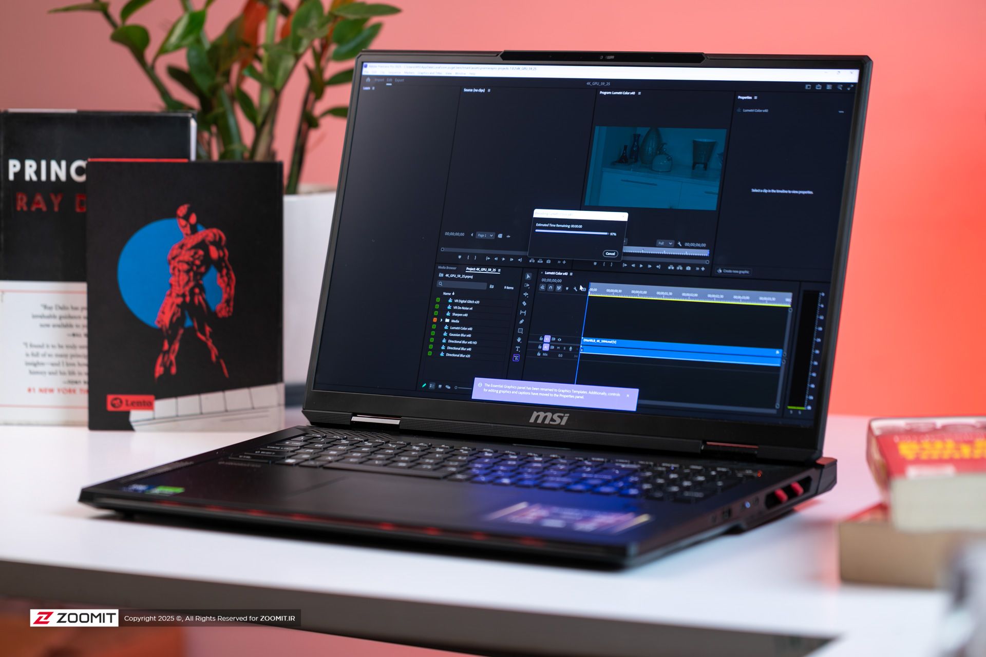 اجرای پریمیر پرو روی  MSI Raider 18 HX AI A2XWX