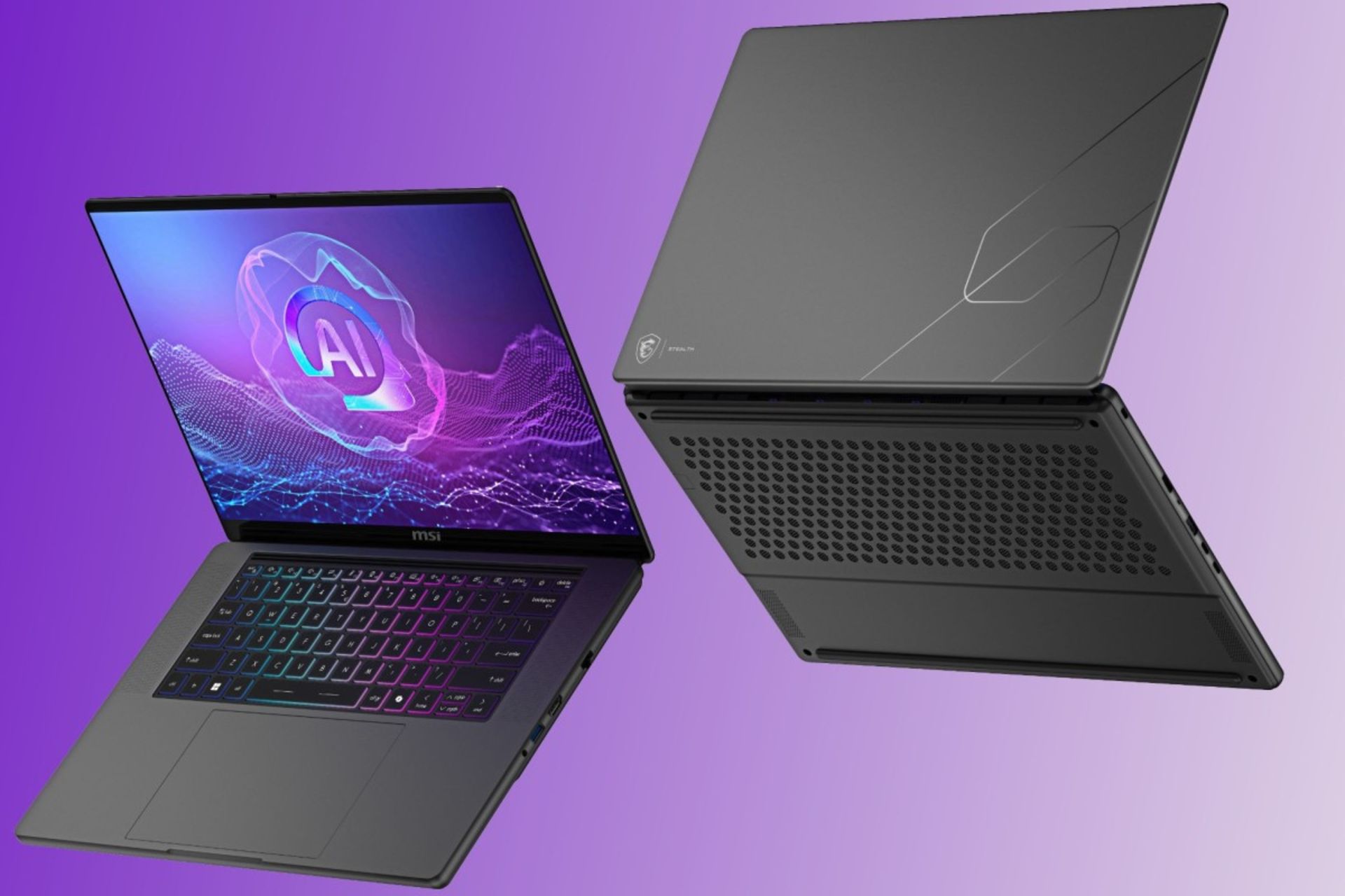 نمای پشت و عقب لپ‌تاپ MSI Stealth 16 AI Plus