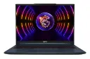 نمای روبه‌روی لپ تاپ MSI Stealth 16 Studio A13V با صفحه نمایش روشن و نمایش کیبورد و وبکم رنگ آبی