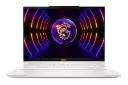 نمای روبه‌روی لپ تاپ MSI Stealth 16 Studio A13V با صفحه نمایش روشن و نمایش کیبورد و وبکم رنگ سفید