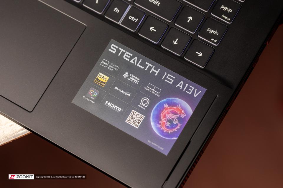 لیبل مشخصات لپ‌تاپ گیمینگ Stealth 15 A13V ام‌اس‌آی