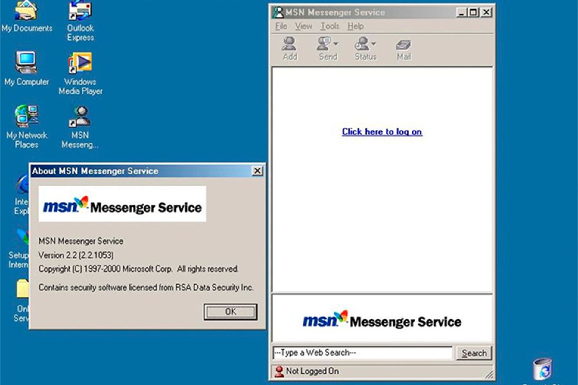 پنجره‌ی MSN Messenger در ویندوز