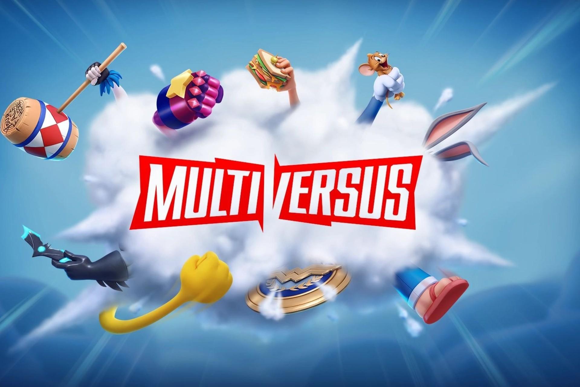 عبارت MultiVersus در میان حاله‌ای از ابر و موادغذایی