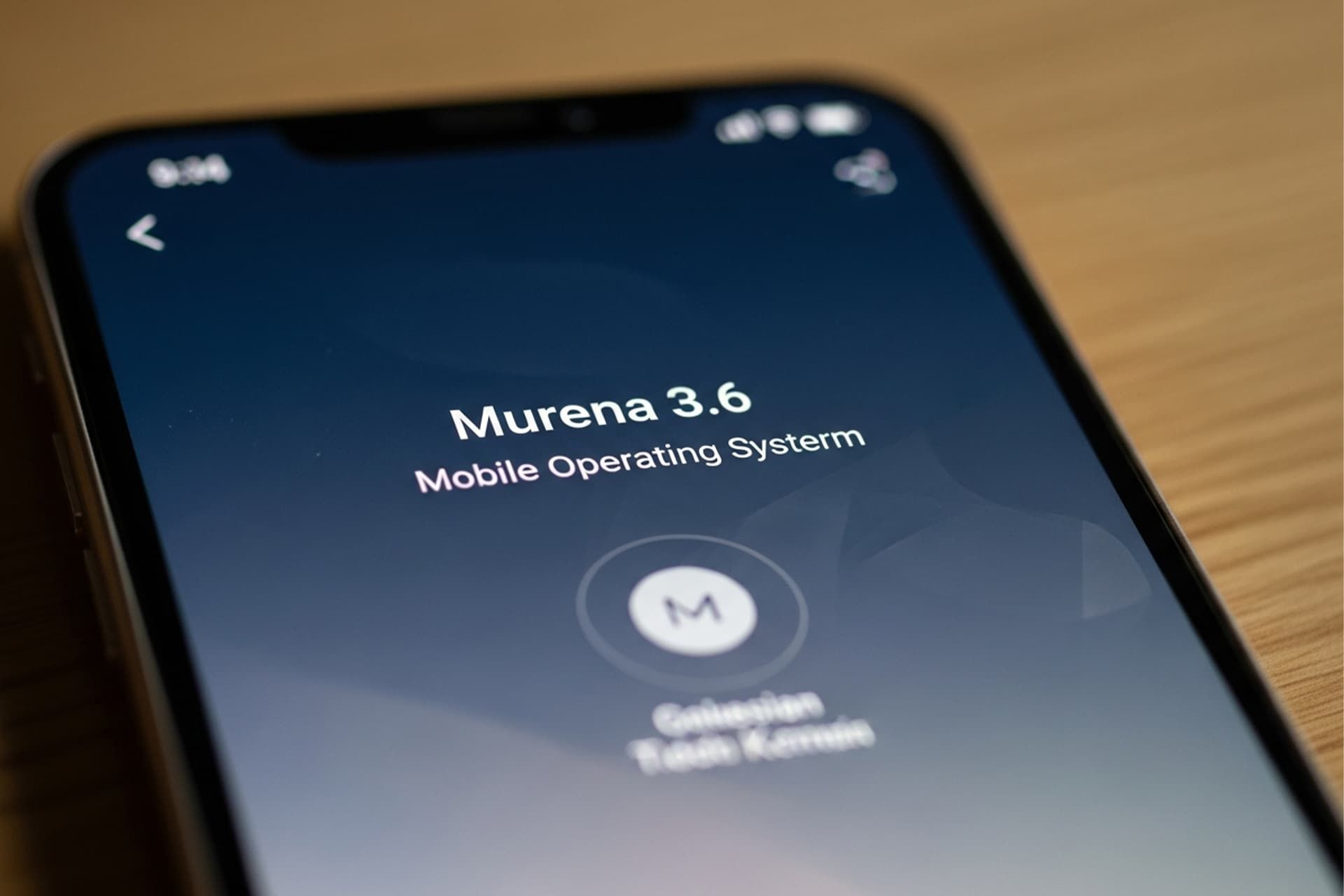 لوگو سیستم‌عامل Murena روی گوشی از نمای نزدیک
