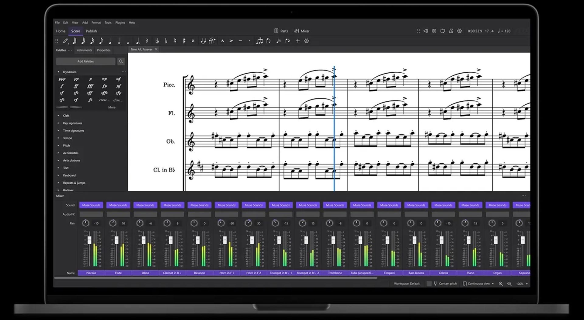 محیط اپلیکیشن MuseScore