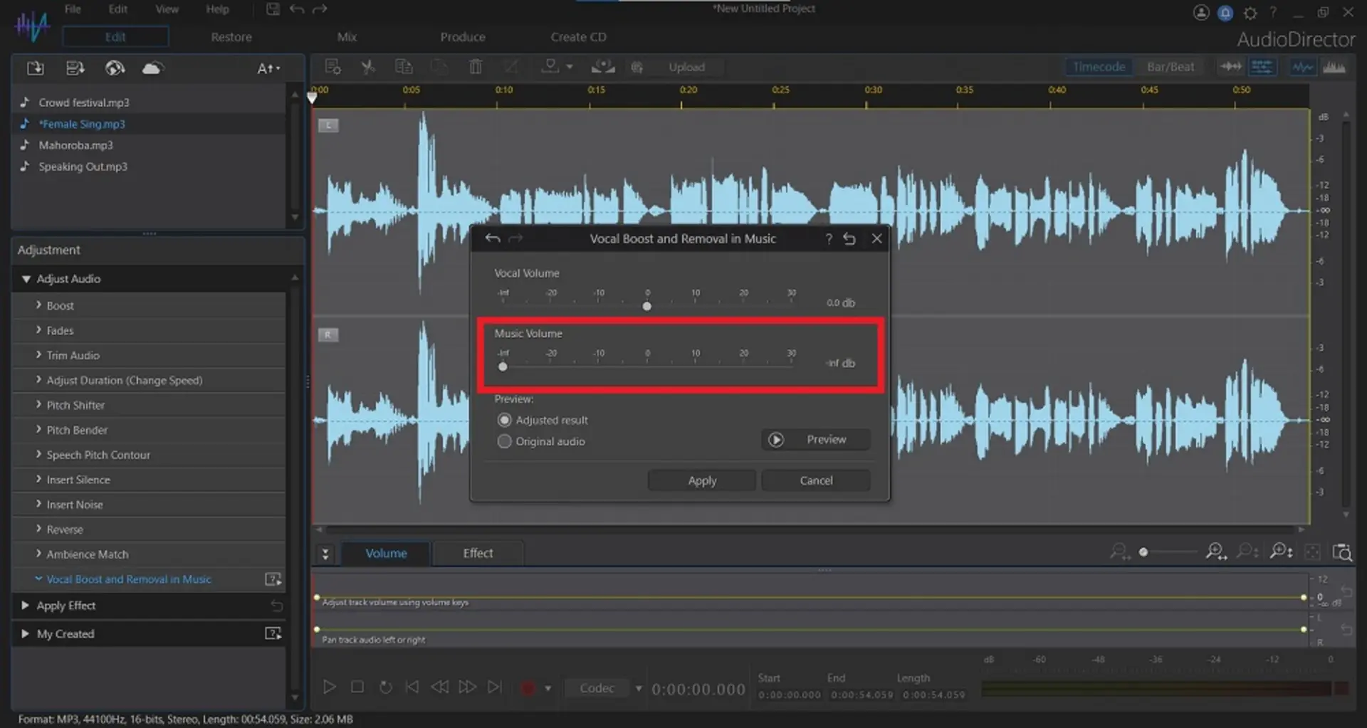برنامه AudioDirector برای ویندوز | حذف وکال از آهنگ