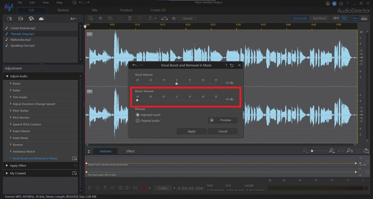 برنامه AudioDirector برای ویندوز | حذف وکال از آهنگ