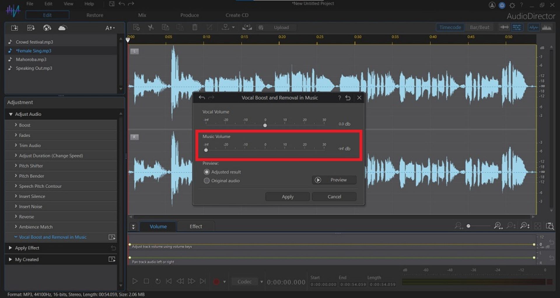 برنامه AudioDirector برای ویندوز | حذف وکال از آهنگ