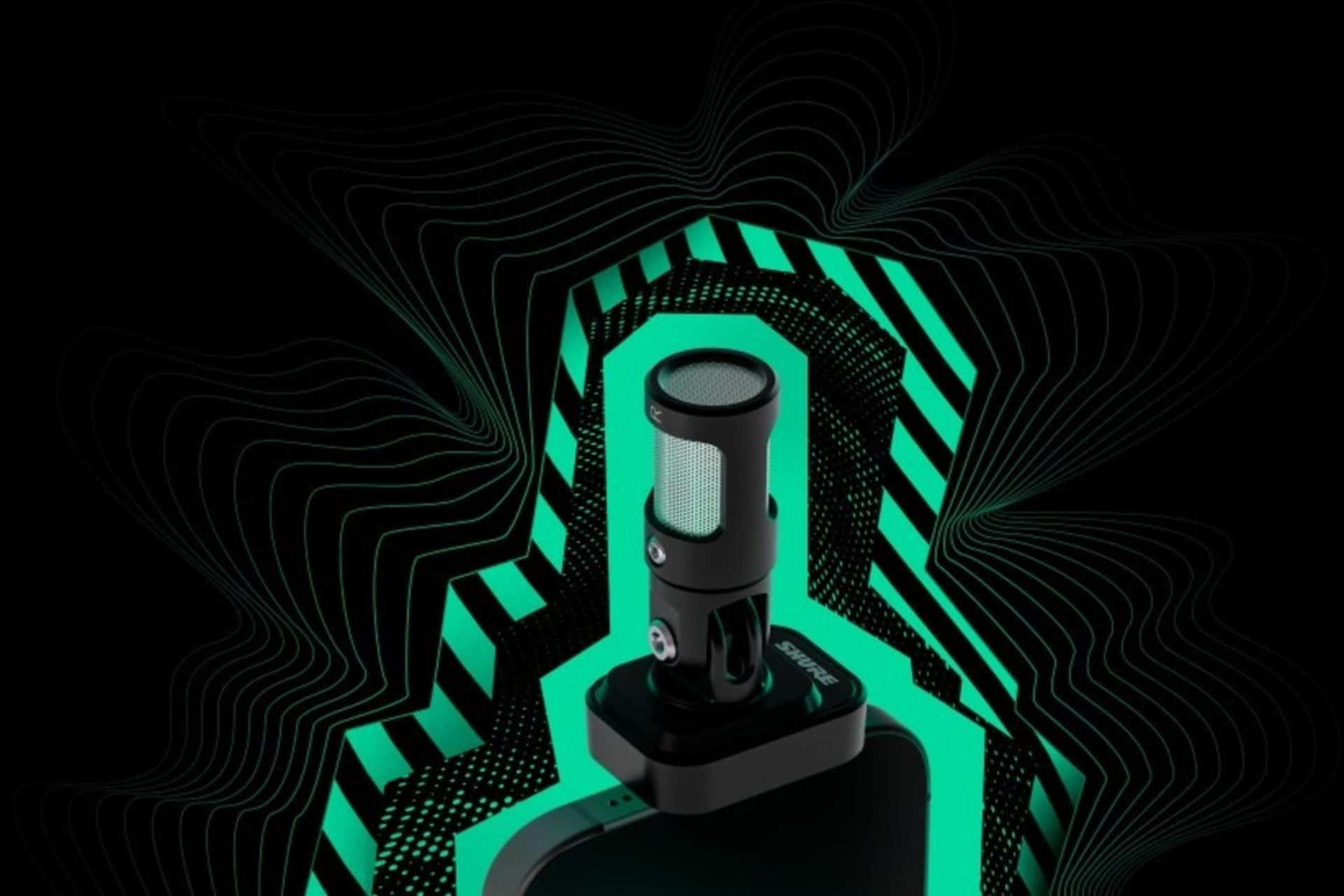 میکروفون برند Shure مدل MV88 در طرح گرافیکی سبز و مشکی