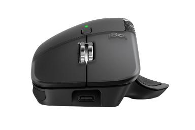 ماوس لاجیتک MX Master 4 از نمای جلو و نمایش درگاه USB-C