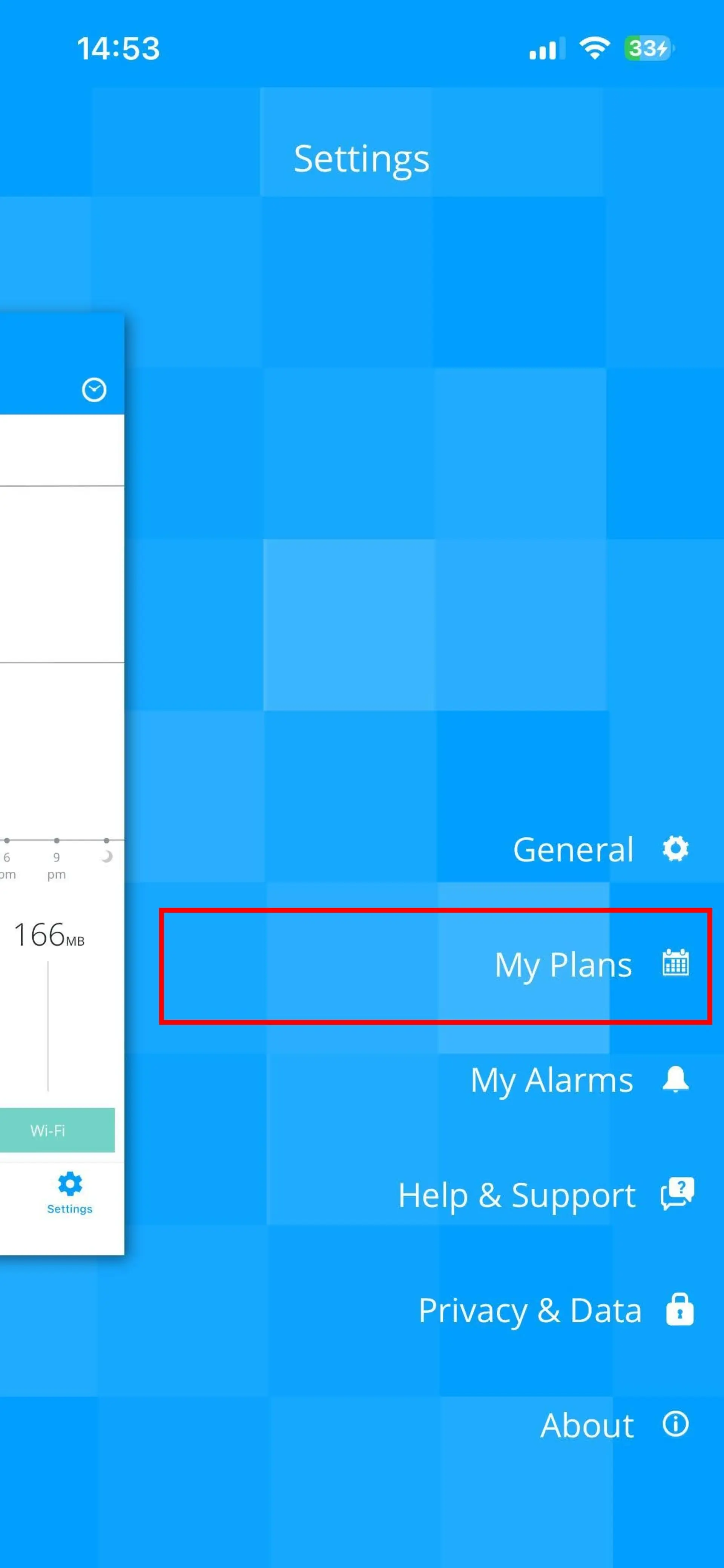منوی اپ My Data Managera