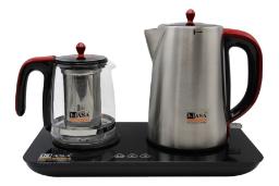 نمای کلی چای ساز ناسا الکتریک NS-514 با نمایش کتری و قوری