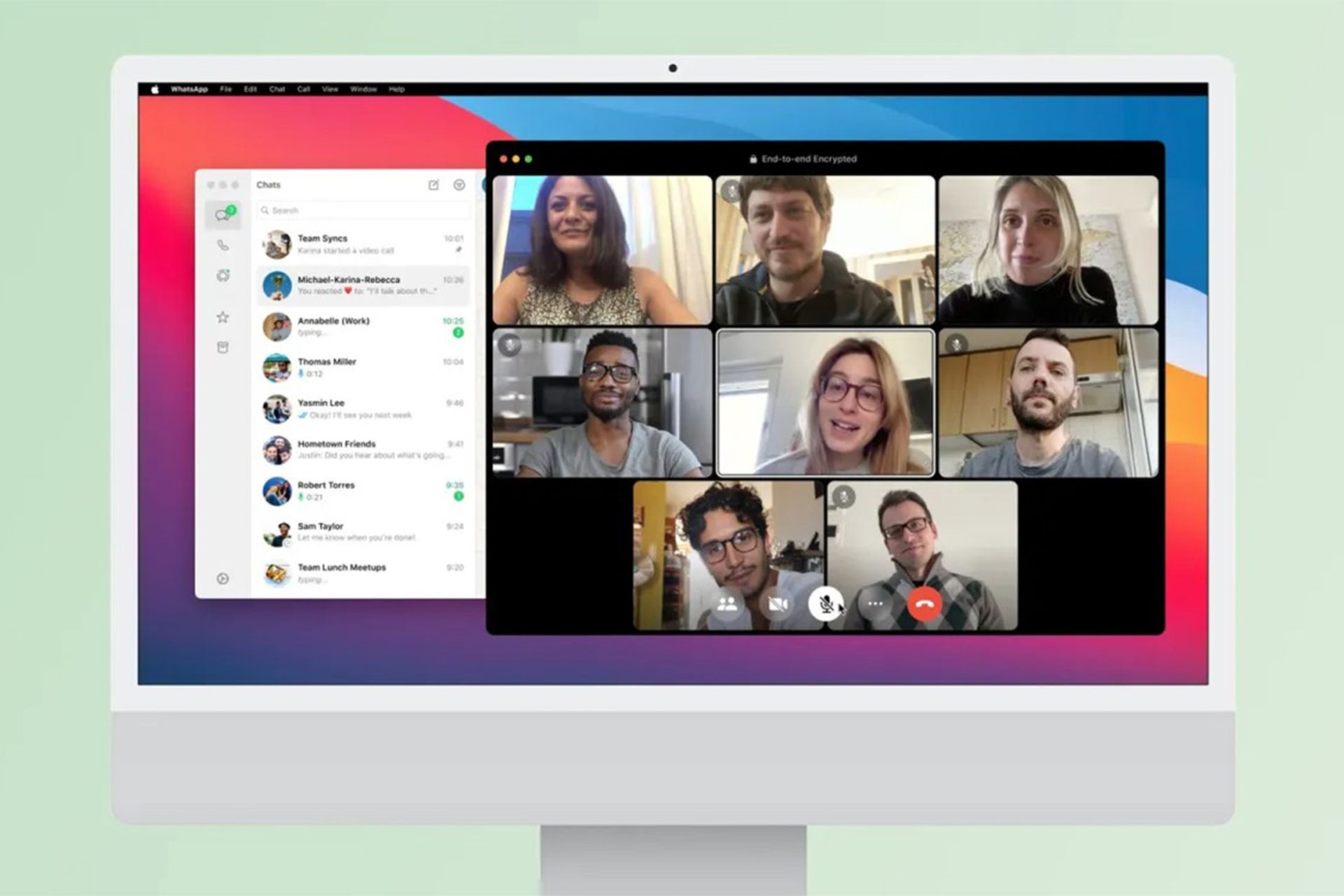 مکالمه ی گروهی تصویری واتساپ بر روی کامپیوتر مک اپل