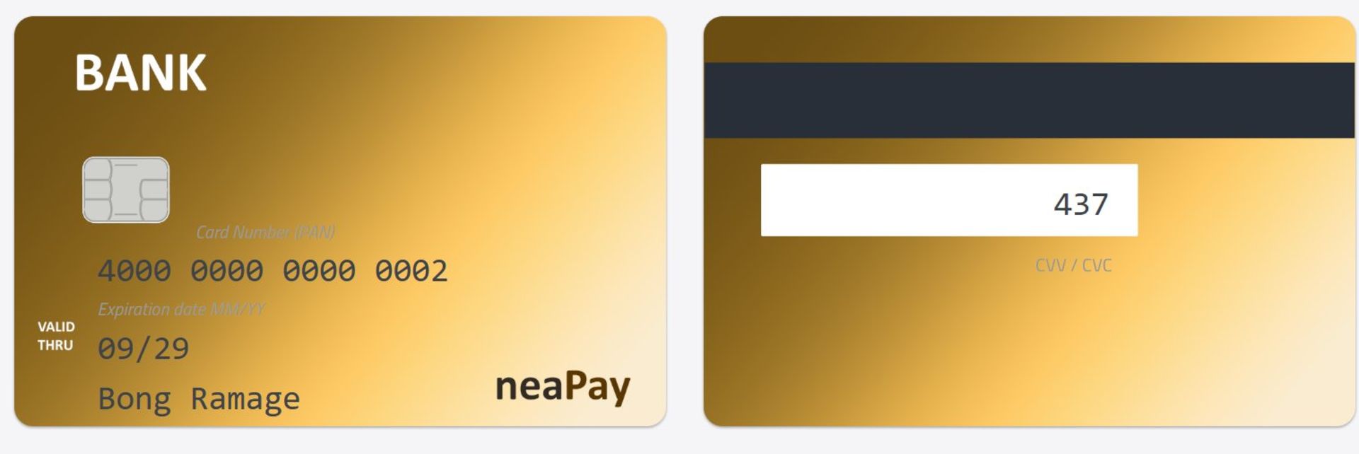 کارت اعتباری مجازی رایگان ساخته شده با Neapay