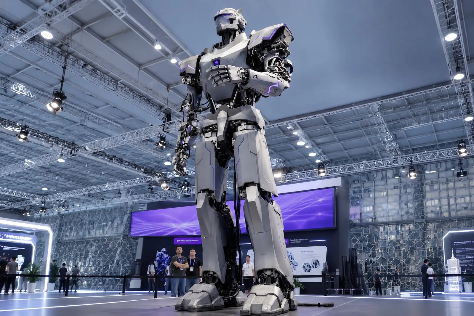 ربات انسان‌نمای نئو ۱ با بدنه فلزی در نمایشگاه