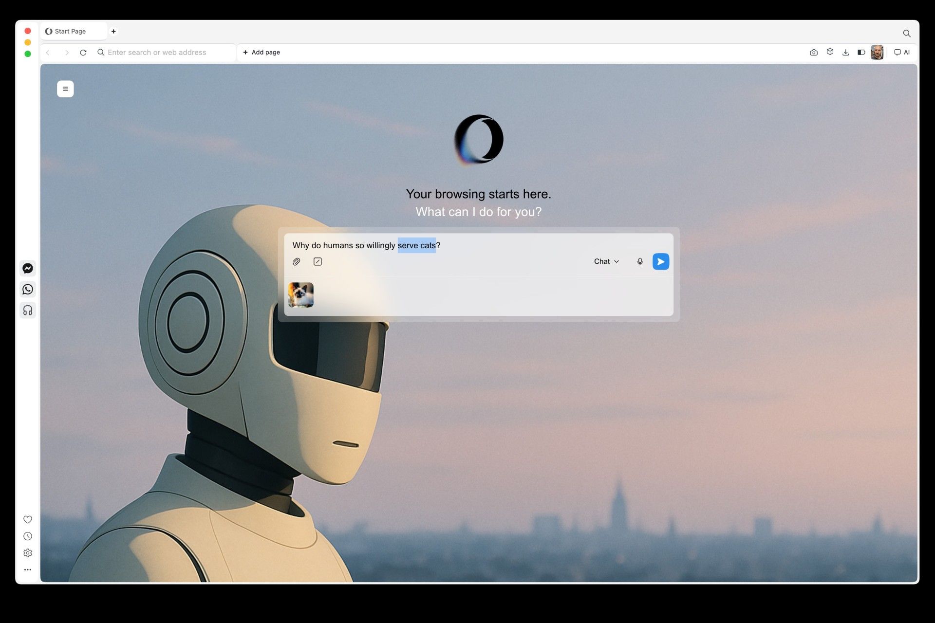 صفحه‌ی اصلی مرورگر اپرا نئون