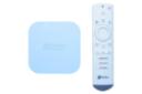 نمای کلی اندروید باکس نت باکس پرستیژ / NETBOX Prestige با نمایش کنترل و لوگوی اندروید باکس رنگ آبی