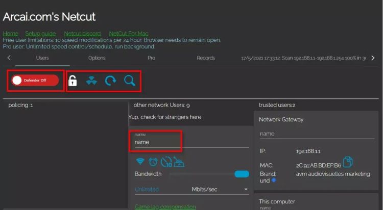 Checking people connected to your internet using NetCut software