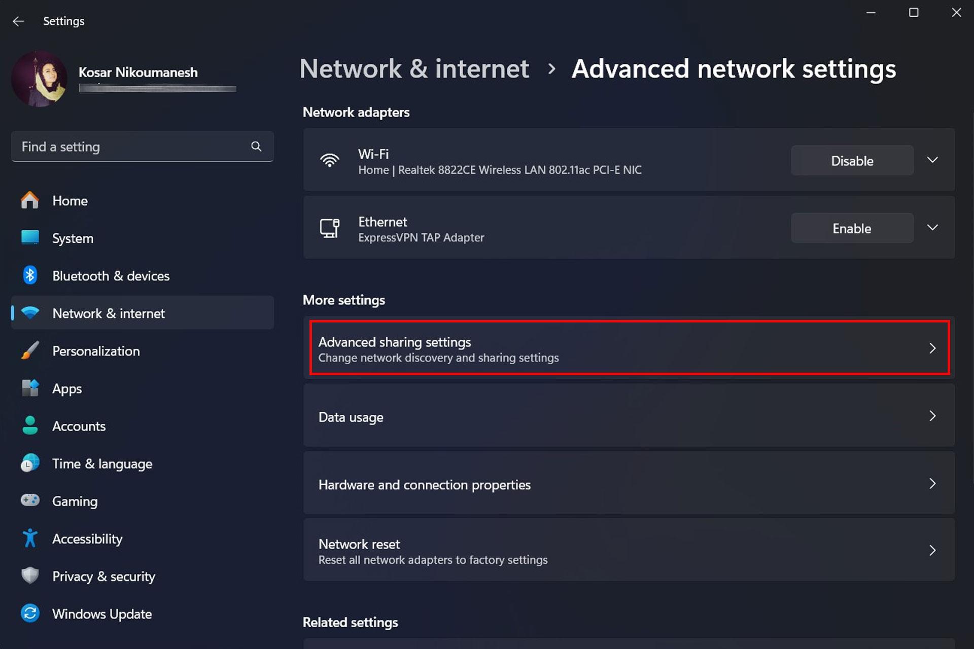 تنظیمات Network Setting