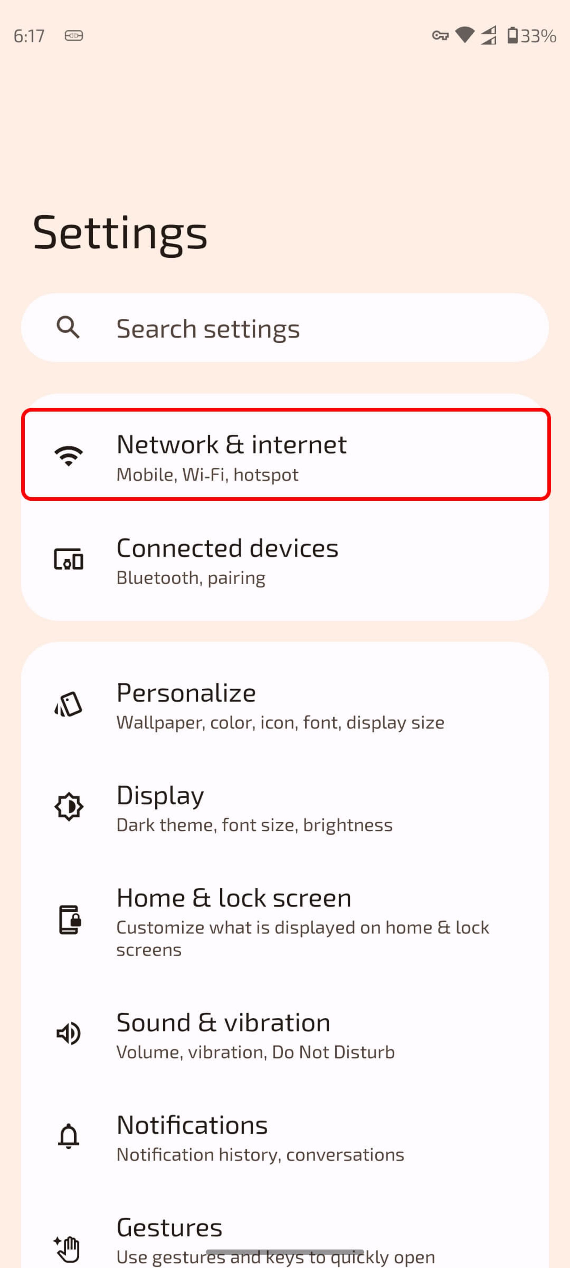 تنظیمات گوشی اندروید