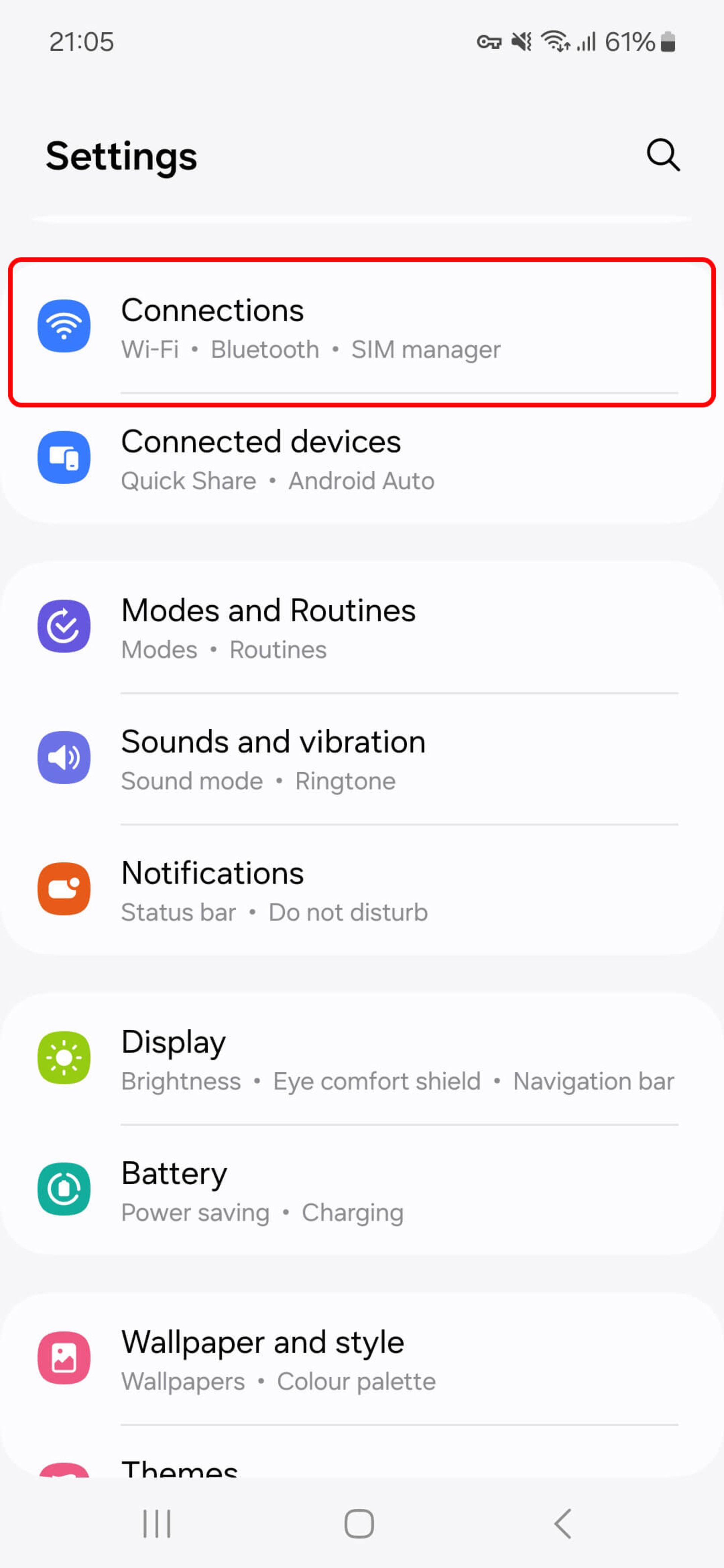 تنظیمات گوشی سامسونگ و انتخاب connections