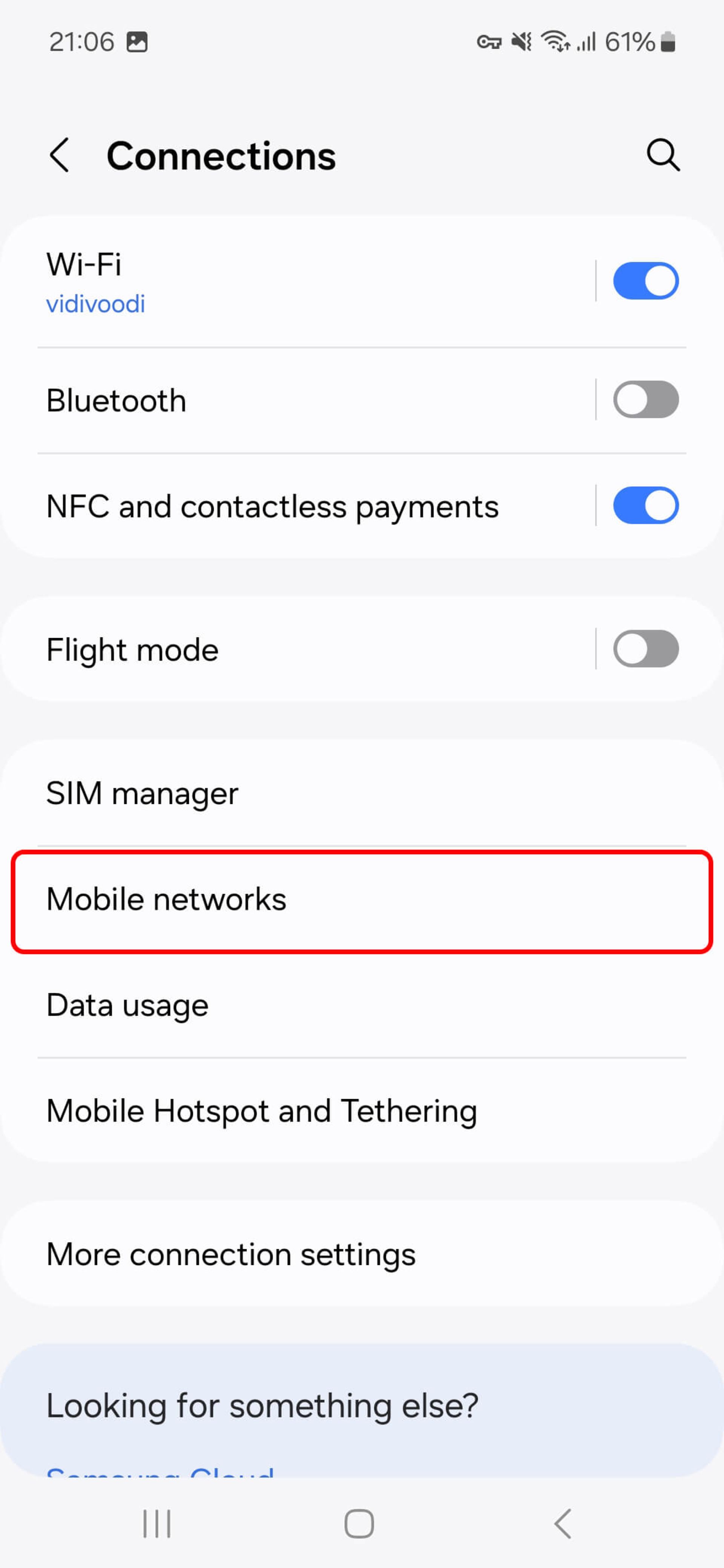 بخش connections گوشی سامسونگ