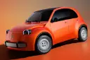 نمای جلو خودروی نارنجی رنگ سیتروئن 2CV با طراحی مدرن و کوچک