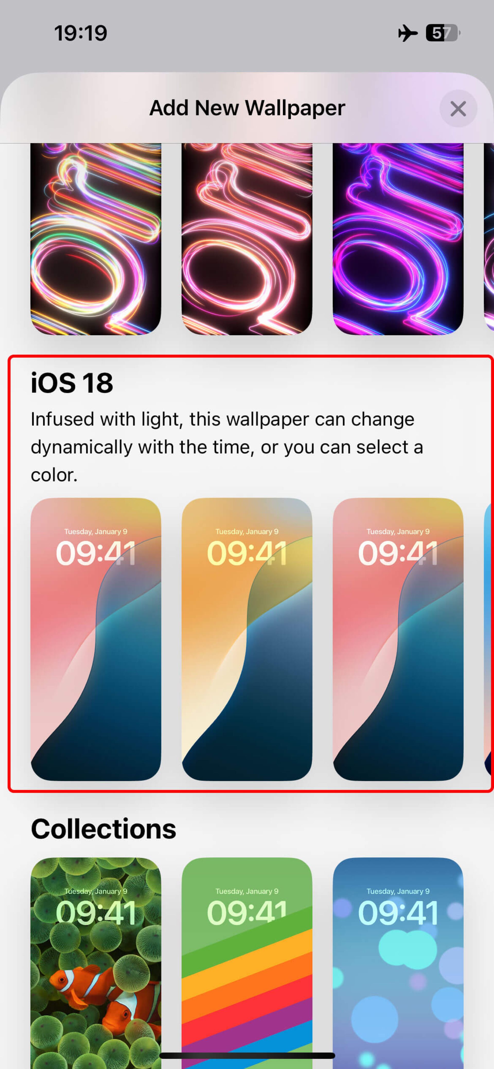 انتخاب والپیپر ios 18