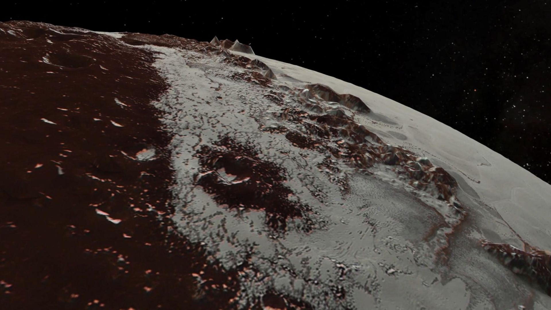 Pluto's mountains as seen by the New Horizons spacecraft