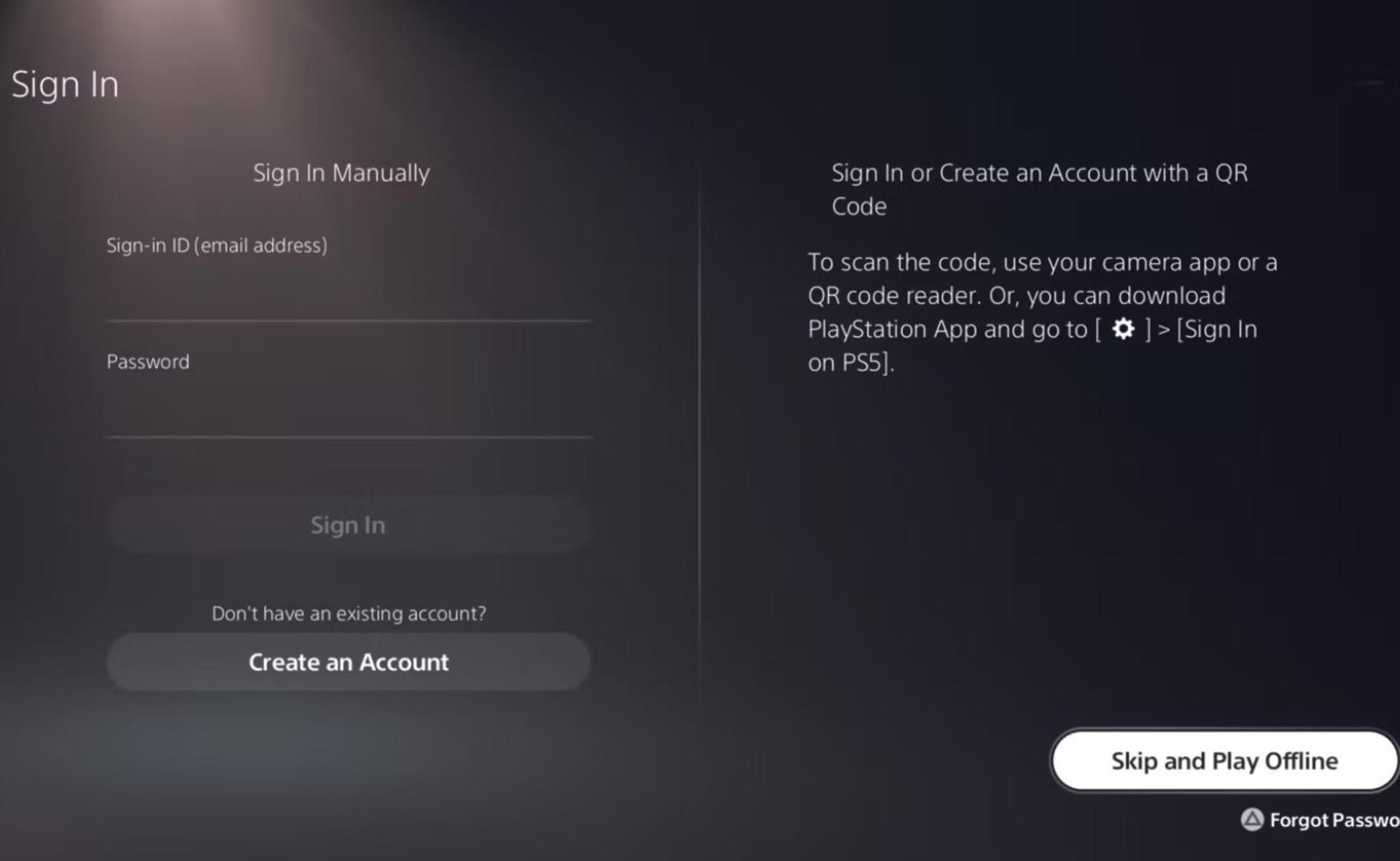 اضافه کردن حساب کاربری به PS5 بدون نیاز به وارد کردن PSN