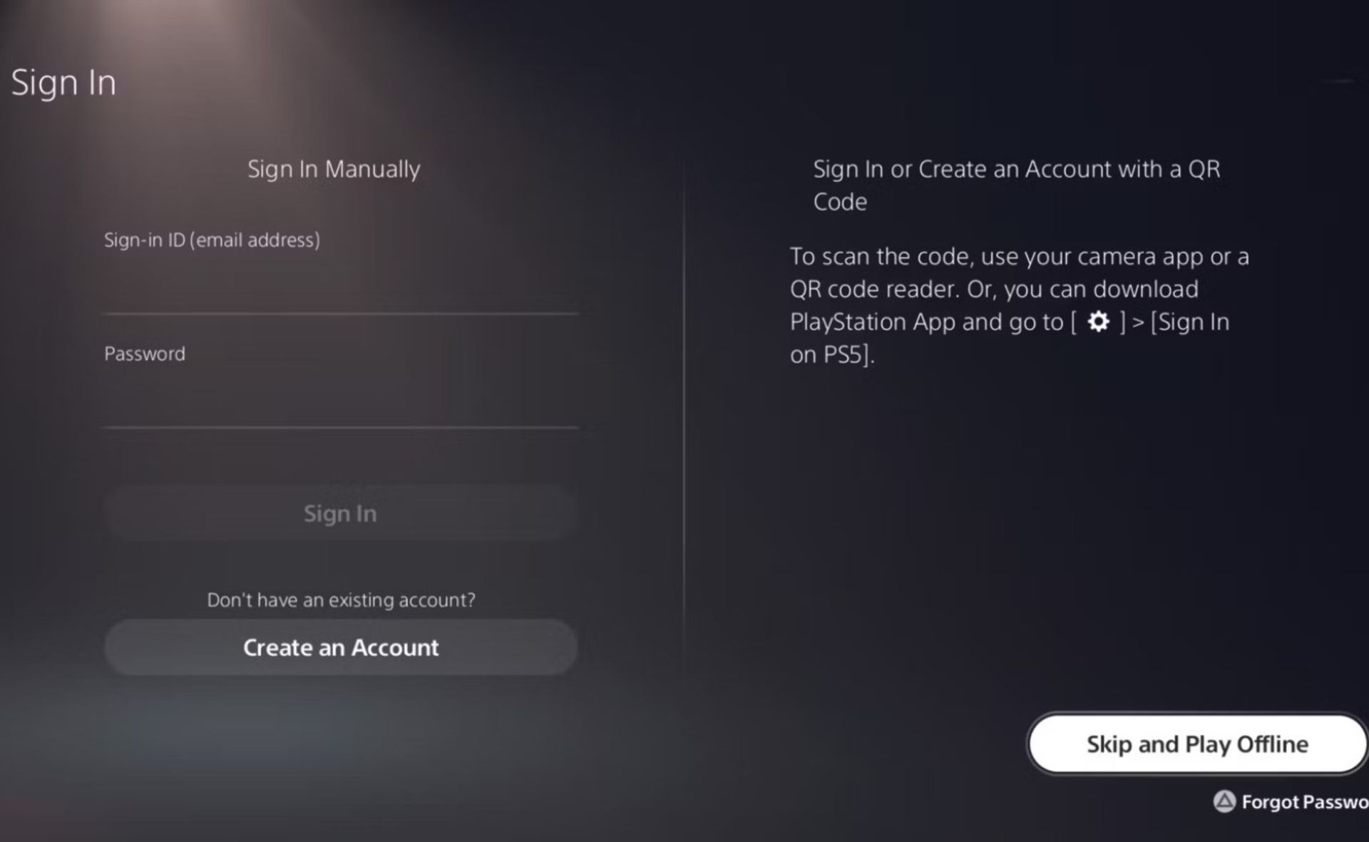 اضافه کردن حساب کاربری به PS5 بدون نیاز به وارد کردن PSN