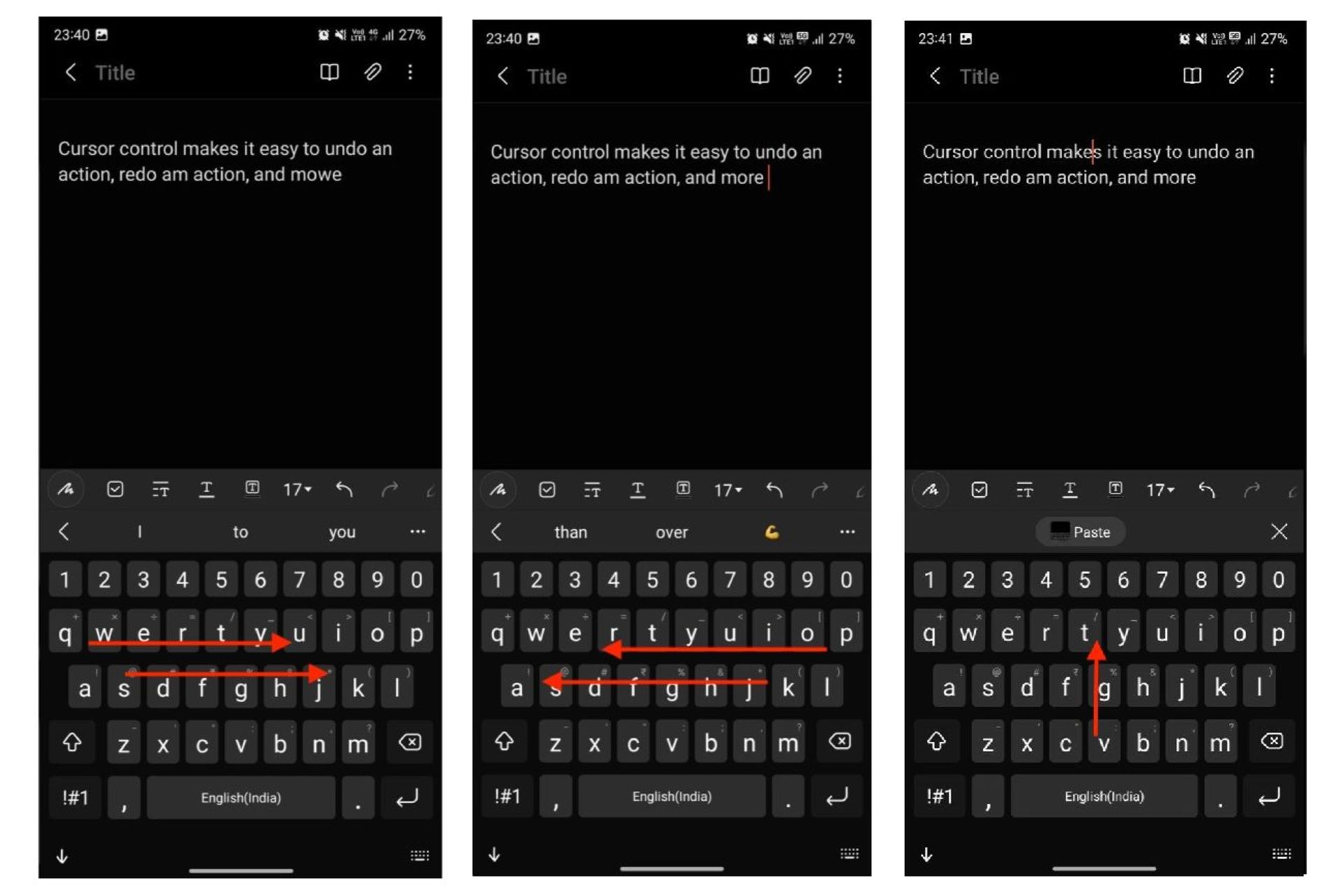 Undo و Redo در کیبورد گوشی‌های سامسونگ