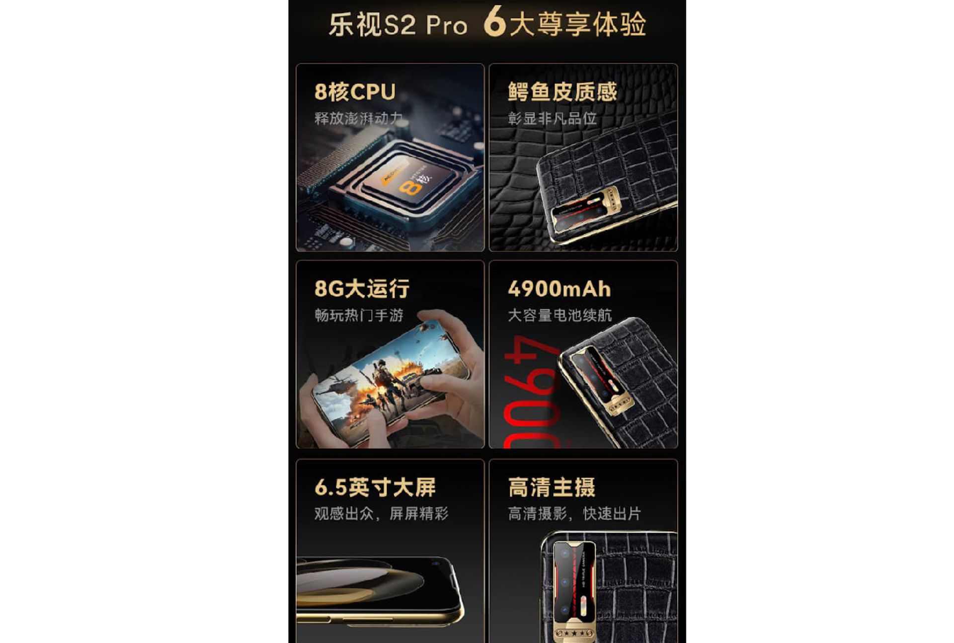 نمای پشت، جلو ، صفحه‌ی بازی ، CPU گوشی Letv S2Pro