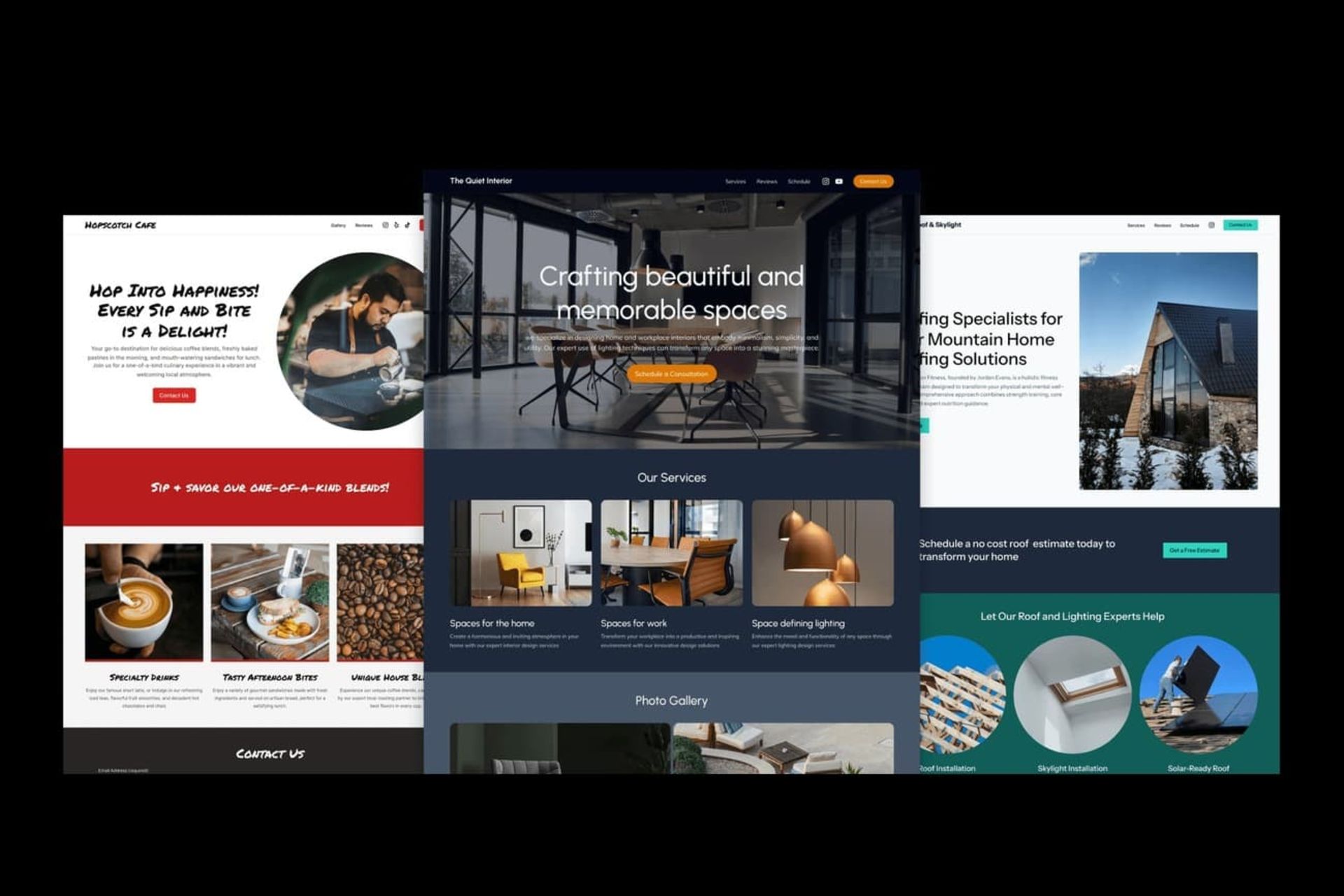چند اسکرین شات نمونه از وبسایت‌های طراحی شده توسط هوش مصنوعی جدید موزیلا