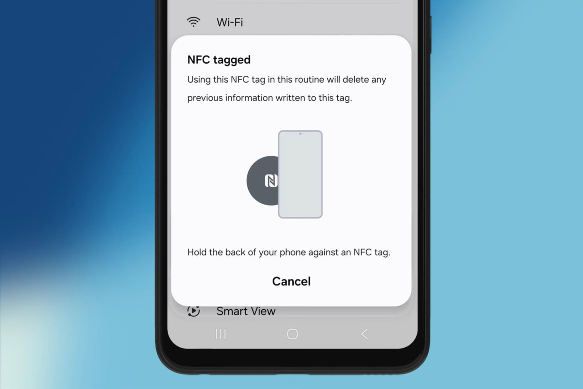 پیام تگ NFC (NFC tagged) روی صفحه نمایش گوشی هوشمند