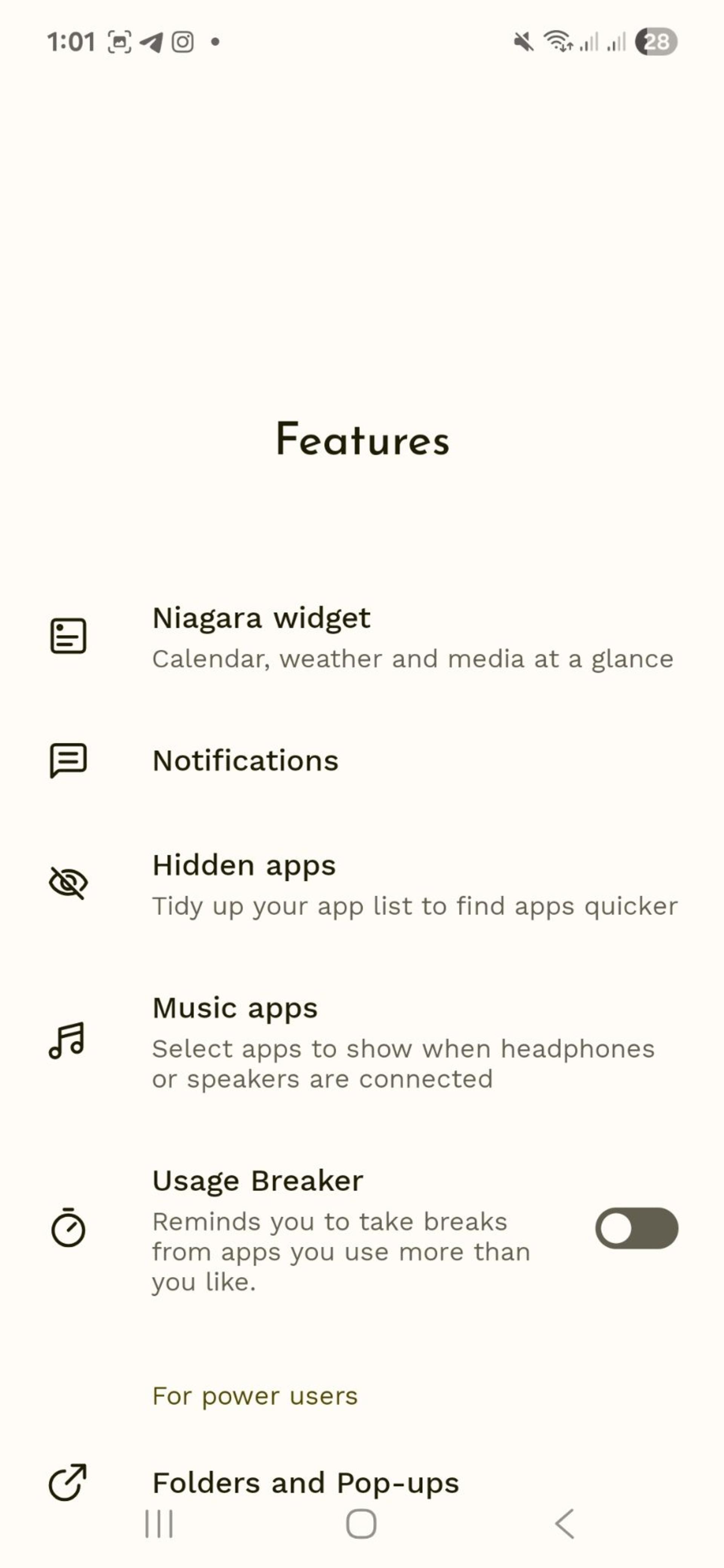 ویجت‌ها و اپلیکیشن‌های مخفی در Niagara launcher