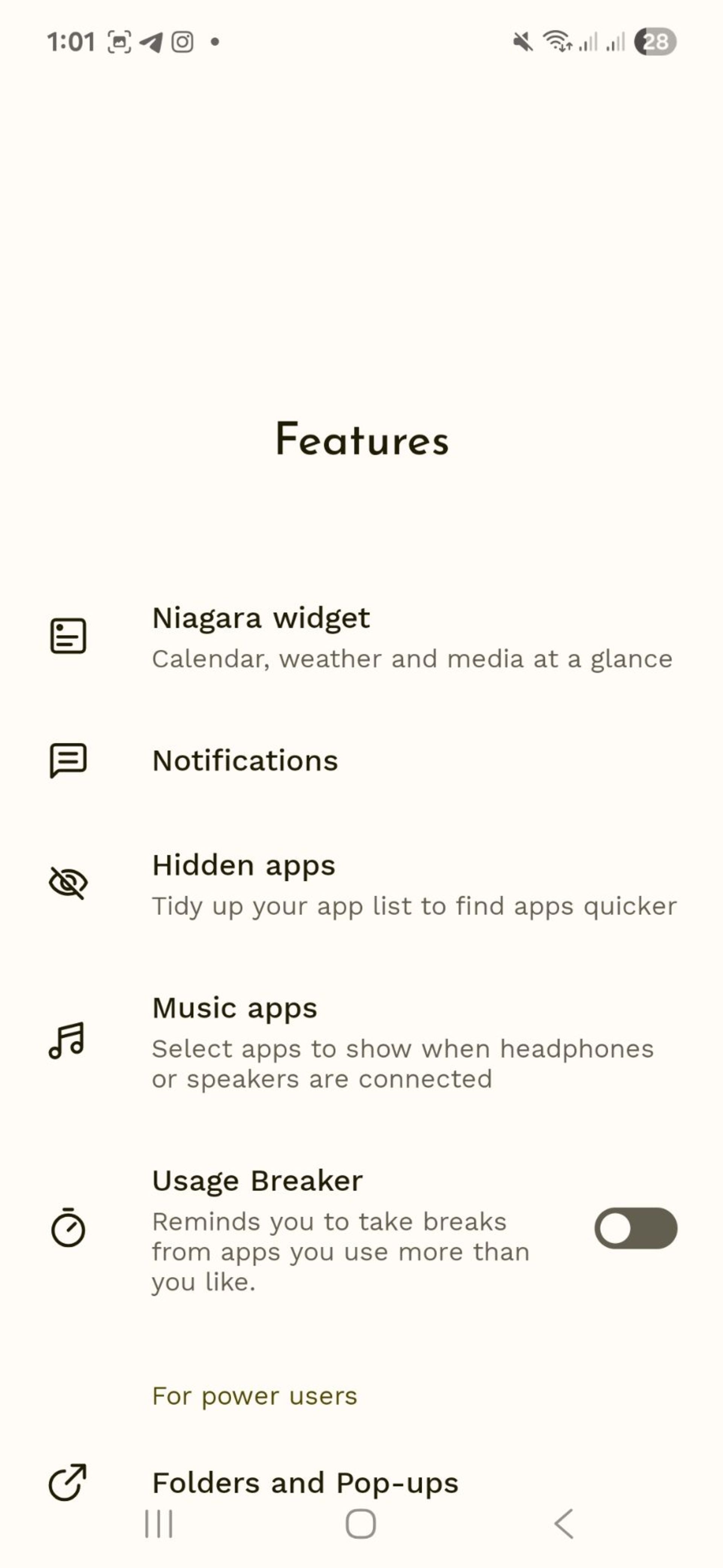 ویجت‌ها و اپلیکیشن‌های مخفی در Niagara launcher