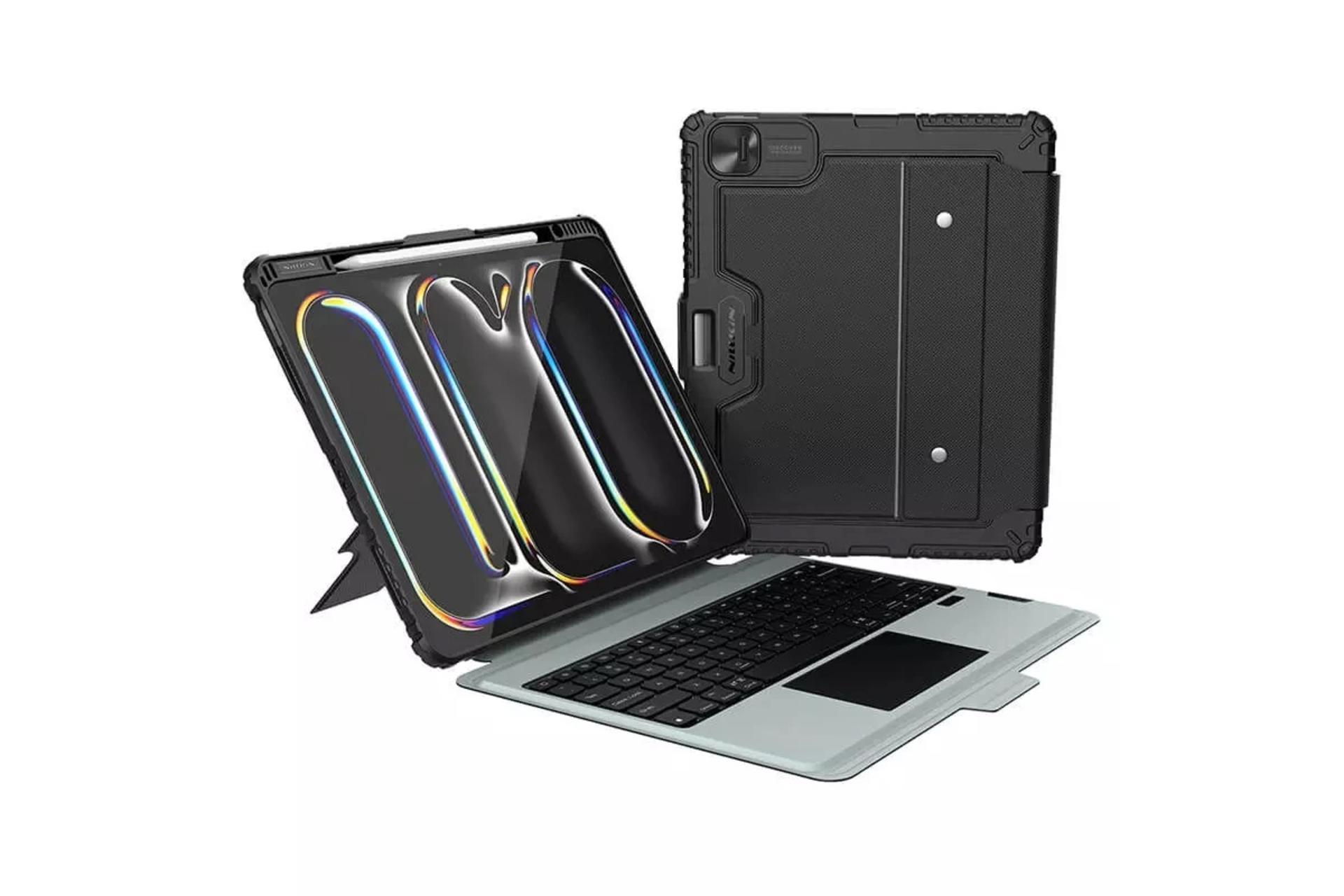 قاب تبلت کیف کلاسوری نیلکین مدل Bumper Combo Keyboard Backlit مناسب اپل iPad Pro 11 2024