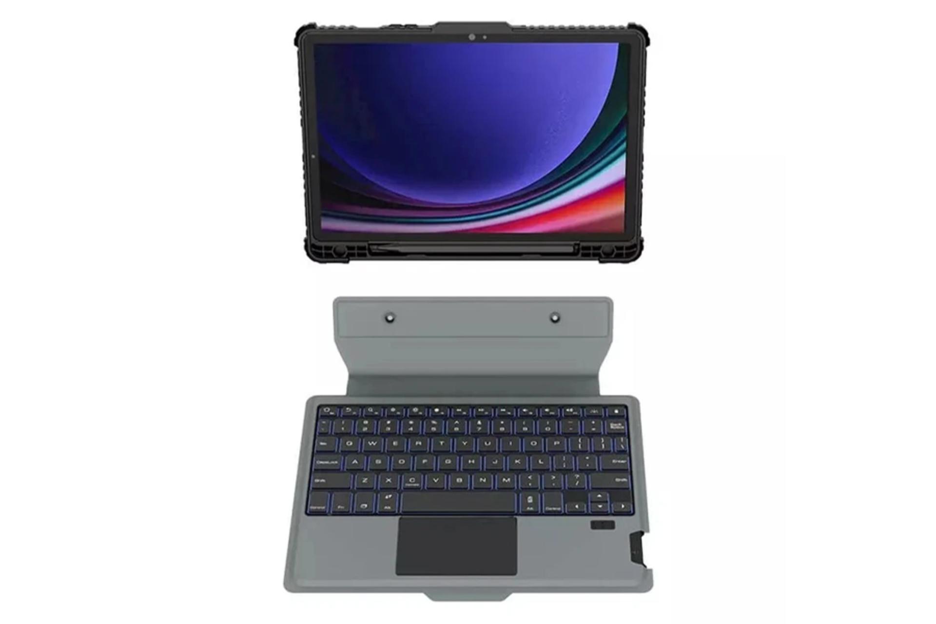 ابعاد و اندازه قاب تبلت کیف کلاسوری نیلکین مدل Bumper Combo Keyboard Backlit مناسب سامسونگ Galaxy Tab S10 Plus / S9 Plus