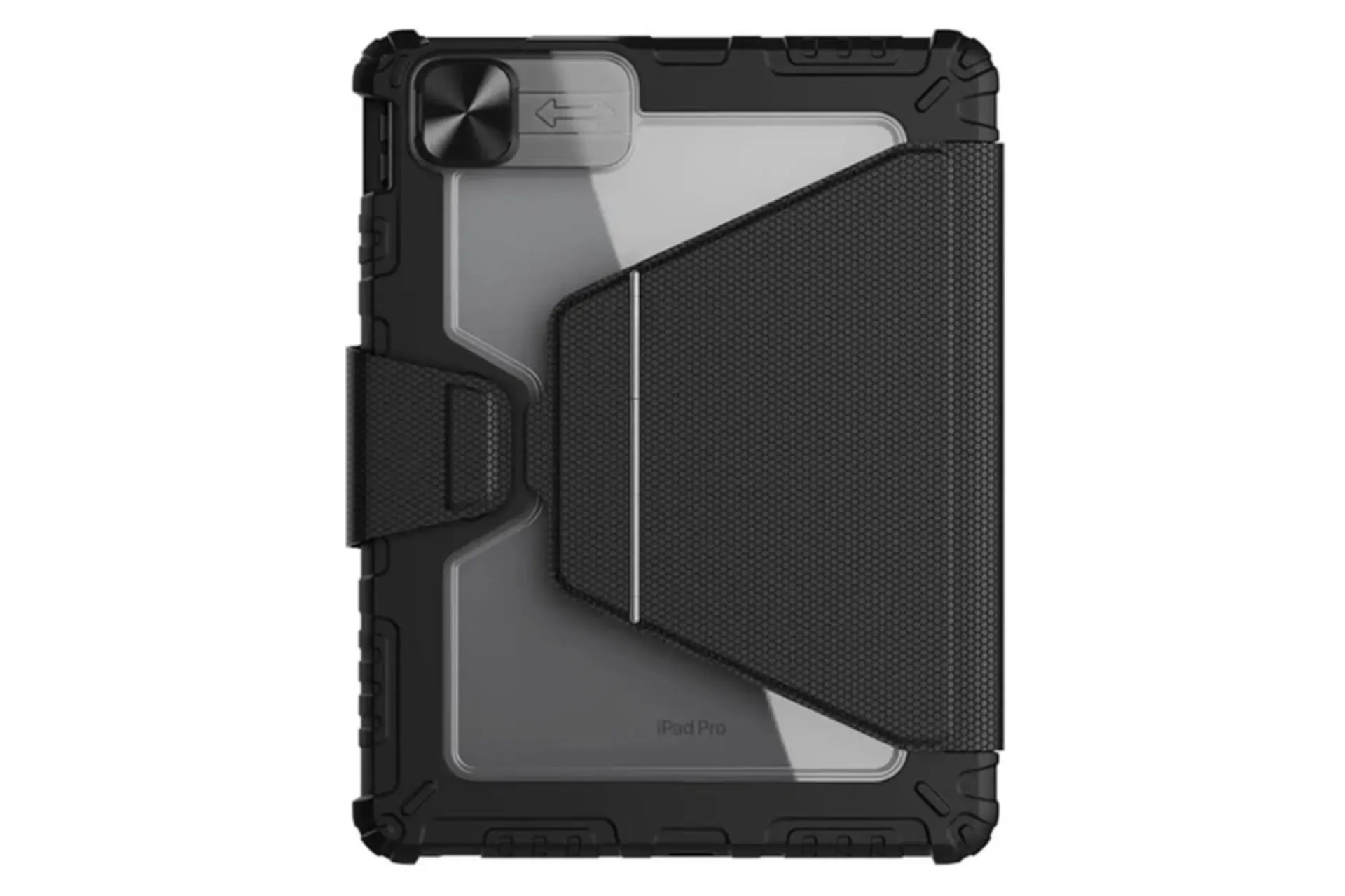 رنگ مشکی قاب تبلت کیف کلاسوری نیلکین مدل Bumper Link Backlit Keyboard مناسب اپل iPad Air 13 2024 / Pro 12.9 2022