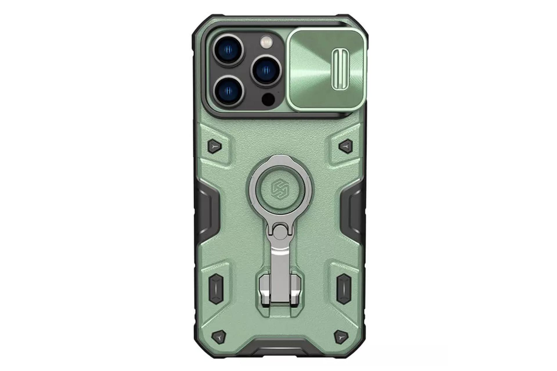 رنگ سبز قاب گوشی نیلکین مدل CamShield Armor Pro مناسب اپل iPhone 14 Pro Max
