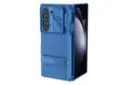 نمای نیمرخ قاب گوشی نیلکین مدل Camshield Fold S-Pen Holder مناسب سامسونگ Galaxy Z Fold6 با نمایش پنل پشت و لبه وسط رنگ آبی