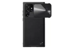 رنگ مشکی قاب گوشی نیلکین مدل CamShield Leather S مناسب سامسونگ Galaxy S22 Ultra
