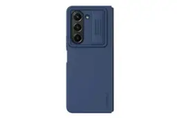 نمای پشت قاب گوشی نیلکین مدل CamShield Silky Silicon مناسب سامسونگ Galaxy Z Fold5 رنگ آبی