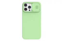 نمای پشت قاب گوشی نیلکین مدل CamShield Silky Silicone مناسب اپل iPhone 14 Pro Max / 13 Pro Max رنگ سبز