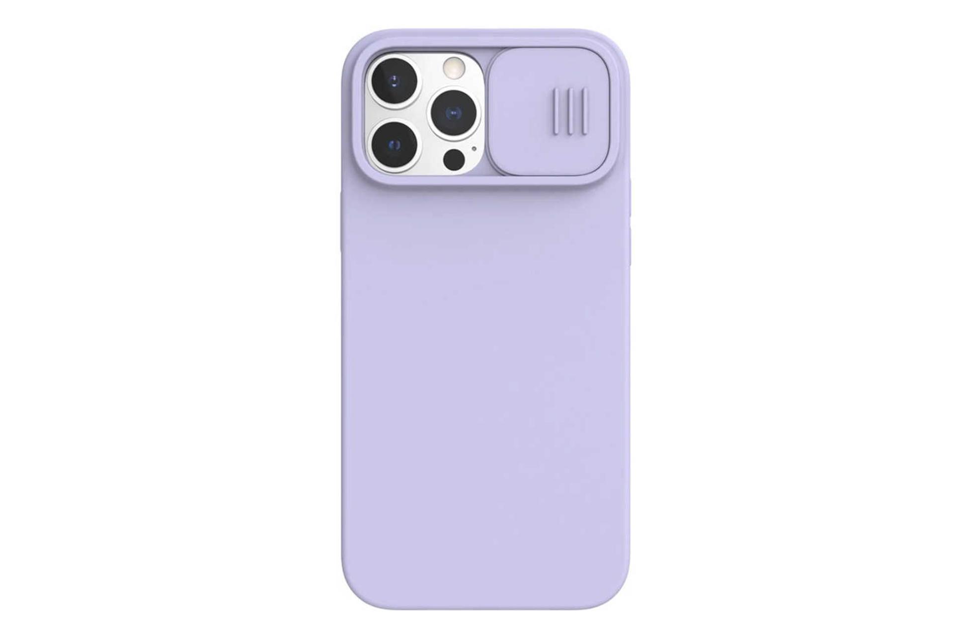 نمای پشت قاب گوشی نیلکین مدل CamShield Silky Silicone مناسب اپل iPhone 14 Pro Max / 13 Pro Max رنگ بنفش