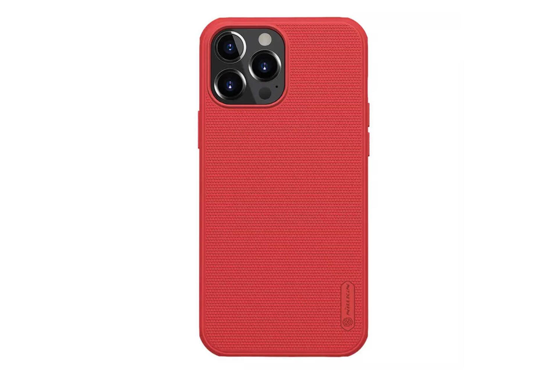 نمای پشت قاب گوشی نیلکین مدل Frosted Shield Pro مناسب اپل iPhone 13 Pro Max رنگ قرمز